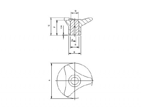 Sterngriff 3P 110 A - Technische Zeichnung | Kuala Kunststofftechnik GmbH